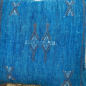 cojín seda cactus azul océano detalle