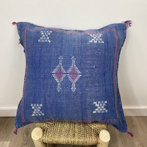 cojín seda cactus azul