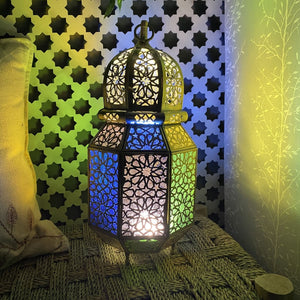 Arabische achthoekige koperen lantaarn 38 cm | Arabische lampen