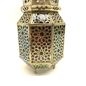 Arabische achthoekige koperen lantaarn 38 cm | Arabische lampen
