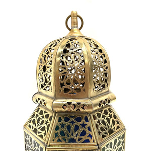 Arabische achthoekige koperen lantaarn 38 cm | Arabische lampen