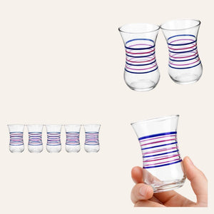 juego vasos turcos azul rosa detalle