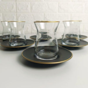 juego de vasos turcos rakle negro 132ml