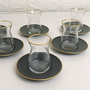 juego de vasos turcos rakle negro detalle