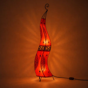 Marokkaanse leer en smeedijzeren lamp 120cm rood