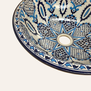 lavabo árabe cerámica de Fez azulado acabado
