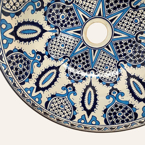 lavabo árabe cerámica de Fez azulado borde