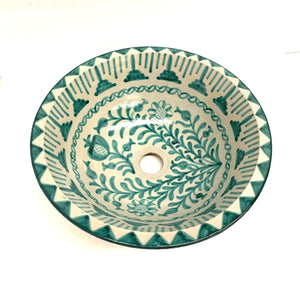 Arabische Keramiek Wastafel Fez 40cm Grenadine Groen | Marokkaanse ambachten