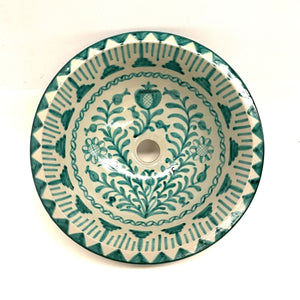 Arabische Keramiek Wastafel Fez 40cm Grenadine Groen | Marokkaanse ambachten