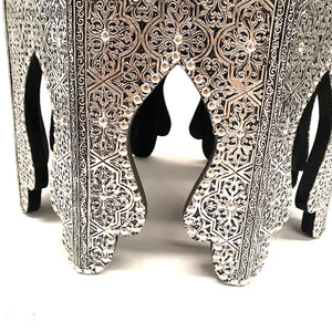 Mesa árabe auxiliar de alpaca octogonal base