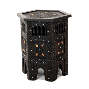 Mesa árabe auxiliar de madera y hueso