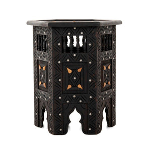 Mesa árabe auxiliar de madera y hueso