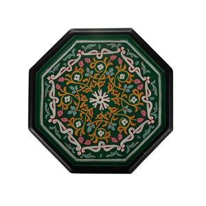 Mesa marroquí de madera verde pintada a mano