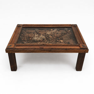mesa marroquí madera cristal marina artesania
