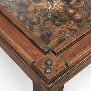 mesa marroquí madera cristal marina detalle