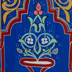 Mesita de noche árabe azul dibujada