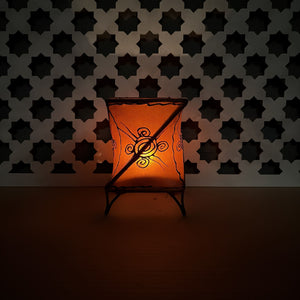 portavelas marroquí piel naranja on