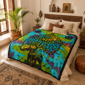 tela árbol elefante India cama