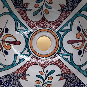 Keramische wastafel met Arabische bloemen 35 cm