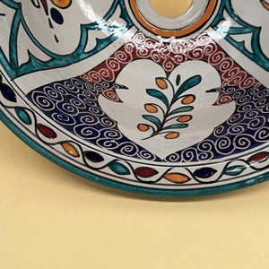 Keramische wastafel met Arabische bloemen 35 cm