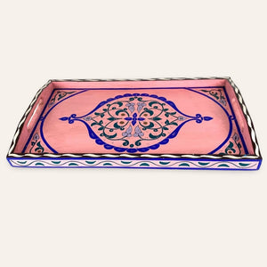 bandeja de té marroquí rosa