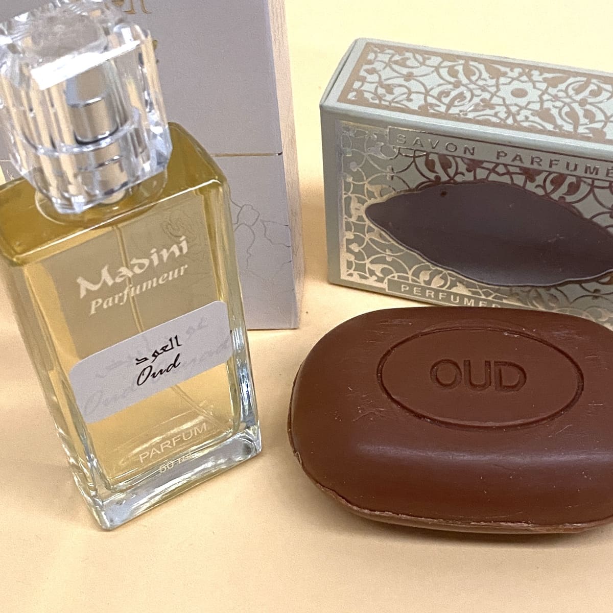 Oud MADINI Arabische parfummand + stuk zeep