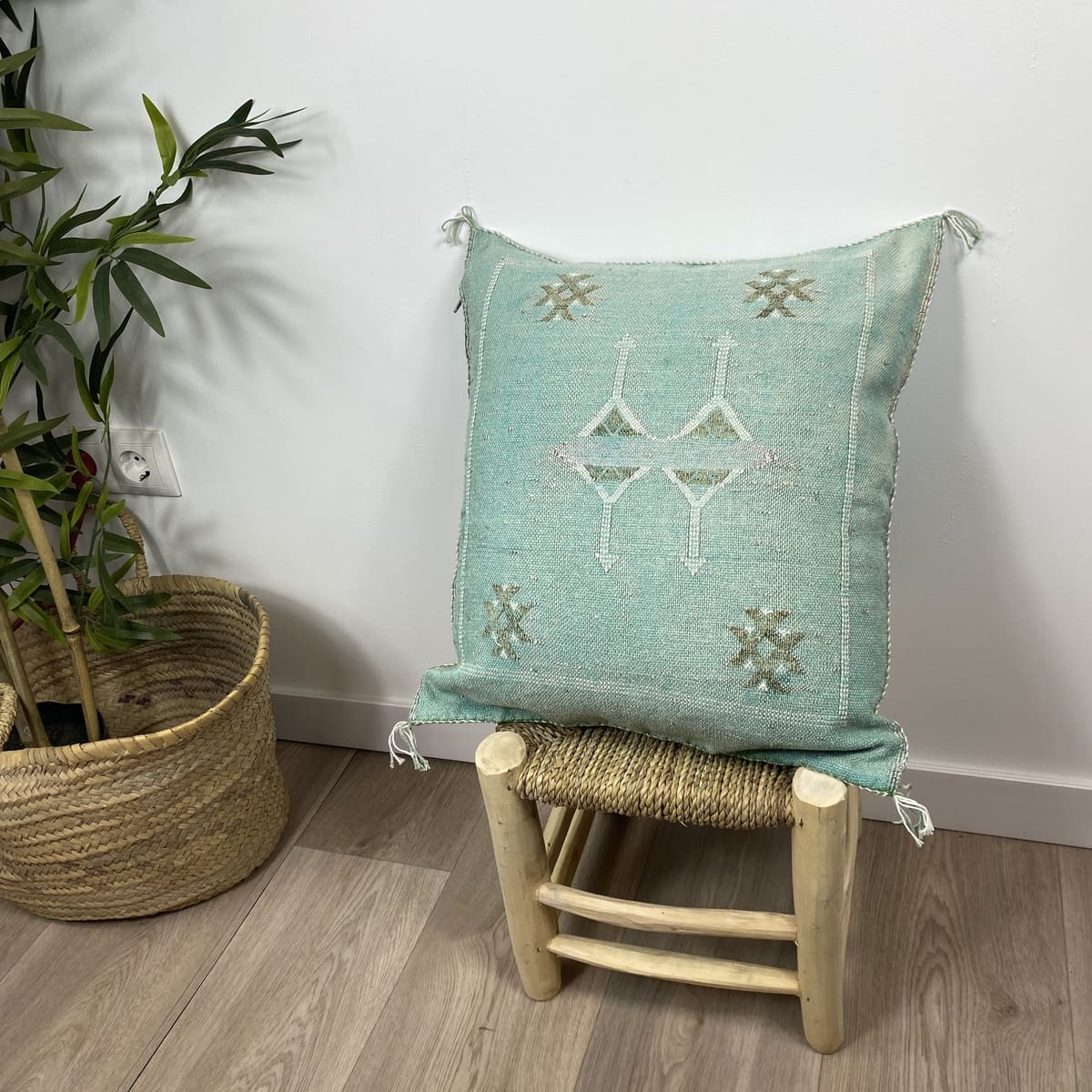 cojín seda de cactus turquesa árabe