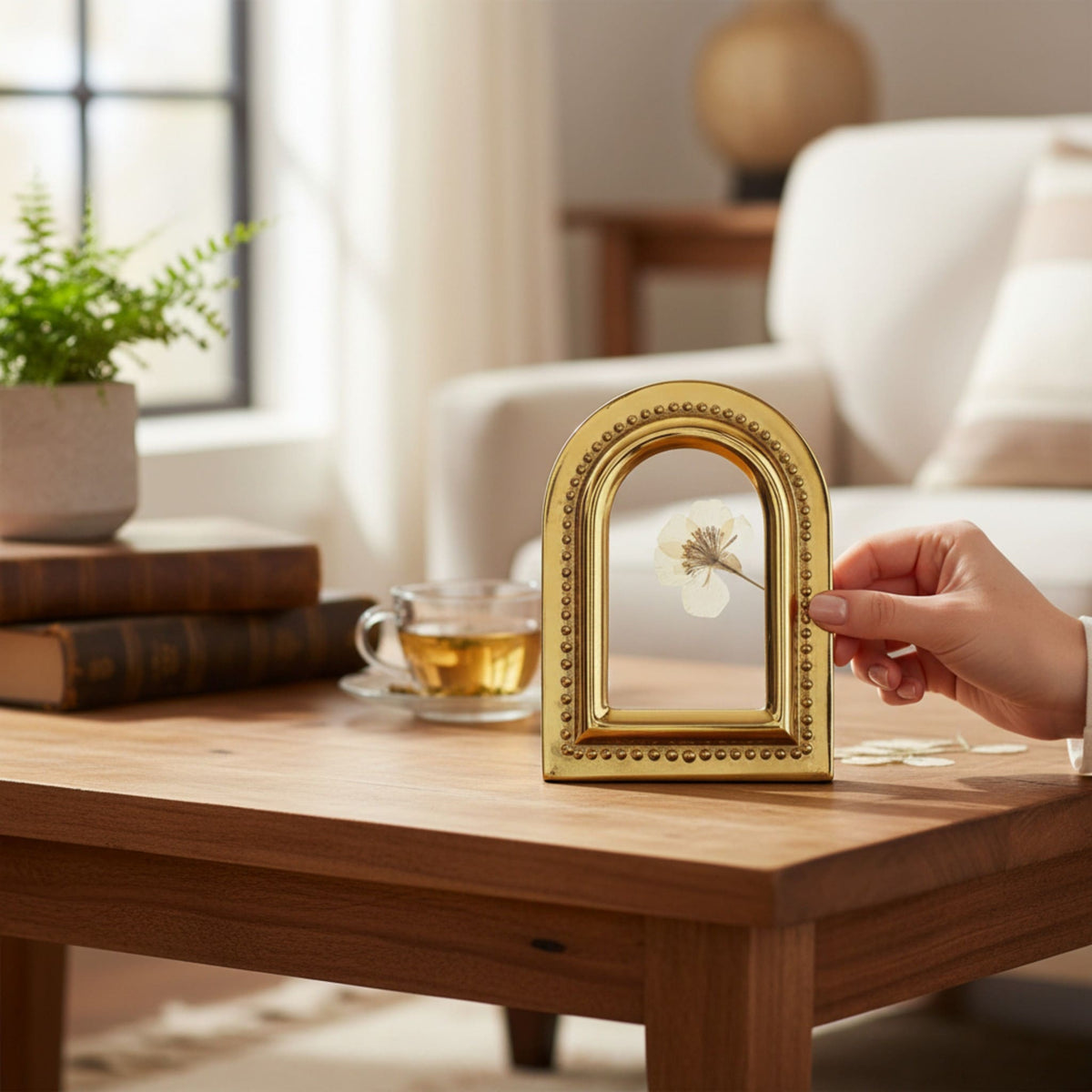 espejo arco latón 15x11