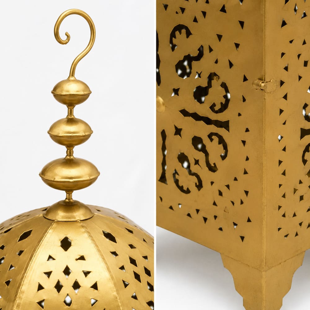 farol árabe de forja oro detalles