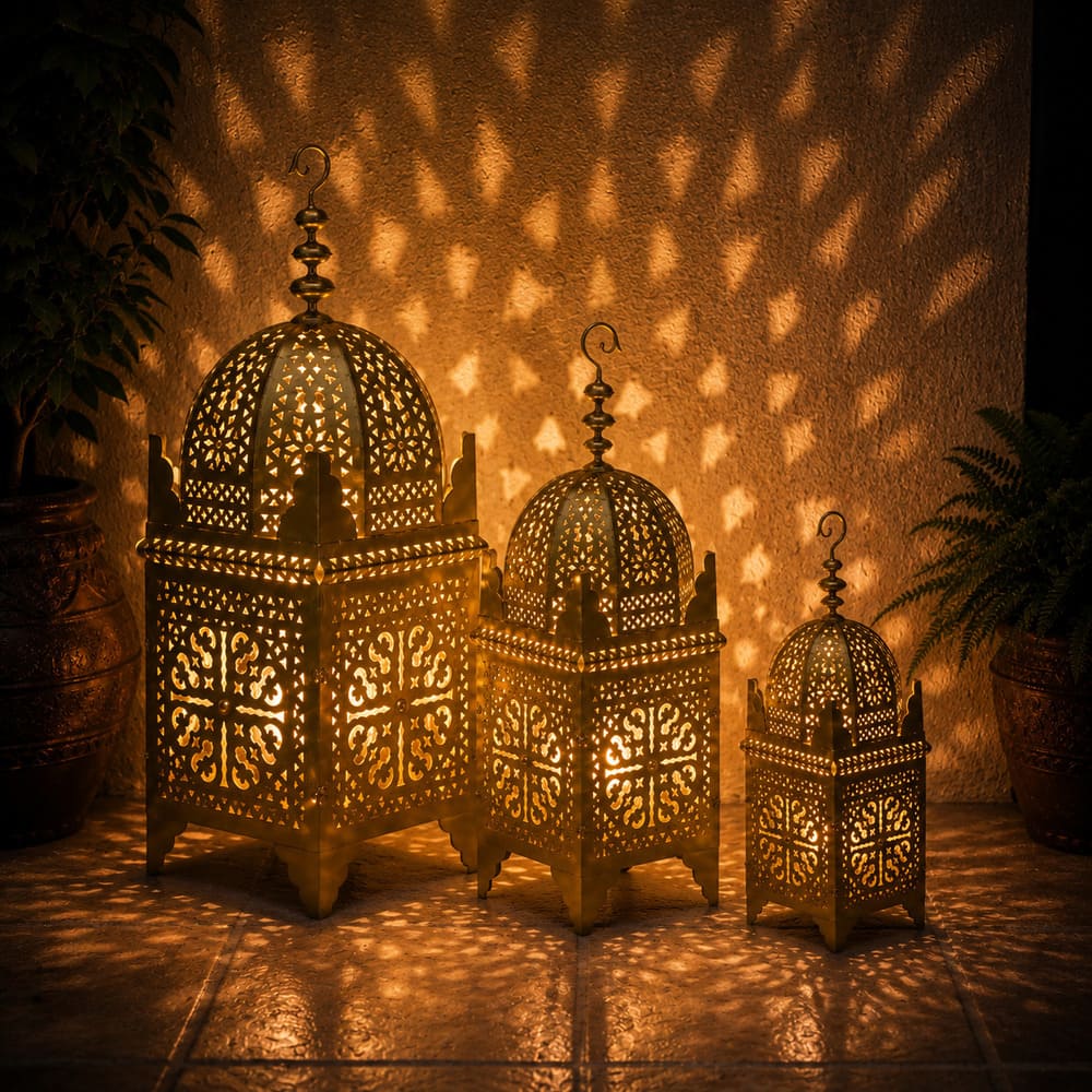 farol árabe de forja oro lifestyle