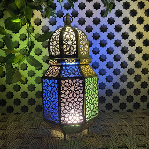 Arabische achthoekige koperen lantaarn 38 cm | Arabische lampen