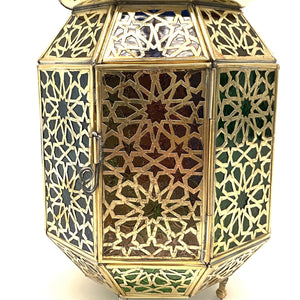 Arabische achthoekige koperen lantaarn 38 cm | Arabische lampen