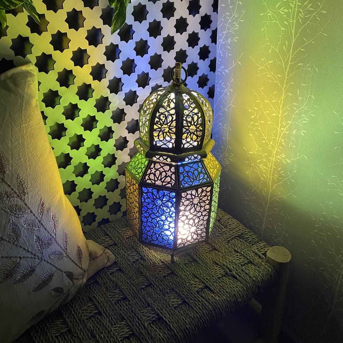 Arabische achthoekige koperen lantaarn 38 cm | Arabische lampen