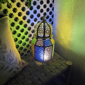 Arabische achthoekige koperen lantaarn 38 cm | Arabische lampen