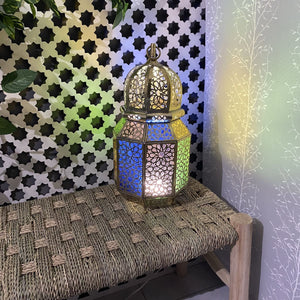 Arabische achthoekige koperen lantaarn 38 cm | Arabische lampen