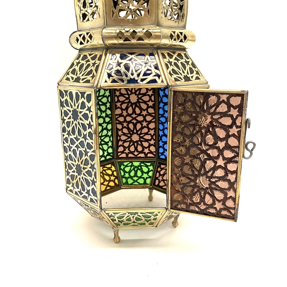 Arabische achthoekige koperen lantaarn 38 cm | Arabische lampen