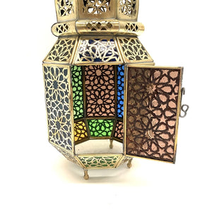 Arabische achthoekige koperen lantaarn 38 cm | Arabische lampen