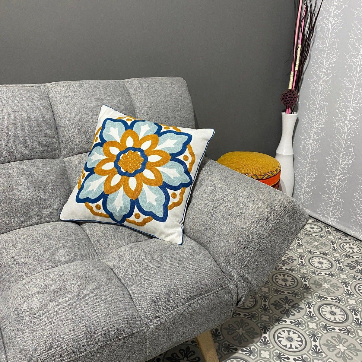 Funda de cojín árabe estilo floral MK4