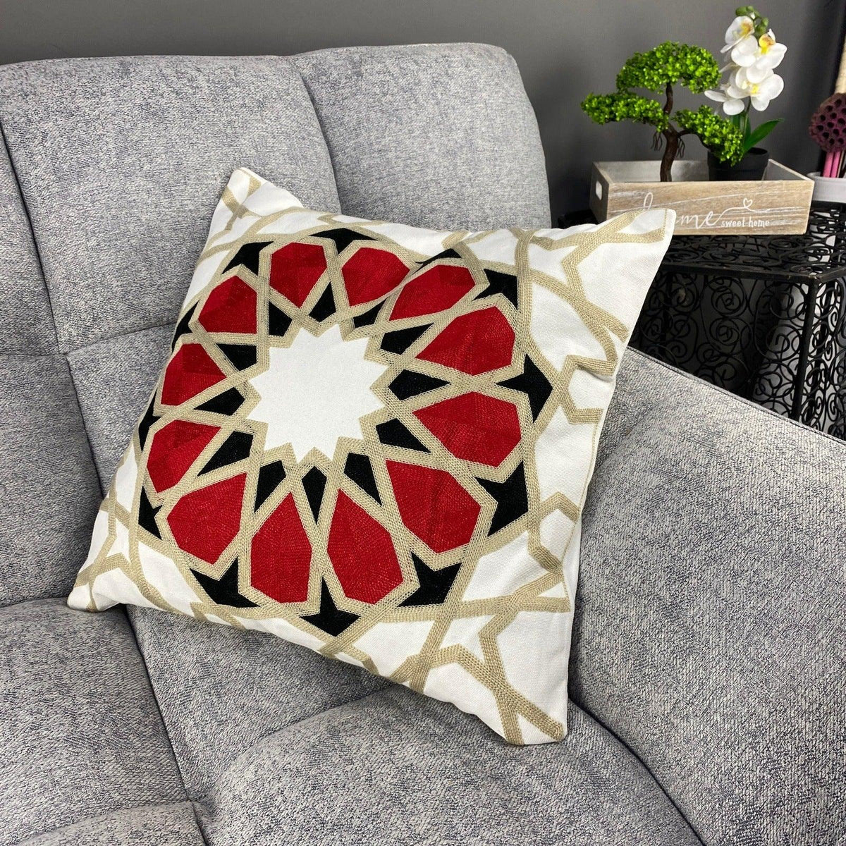 Funda de cojín árabe estrella roja MK11