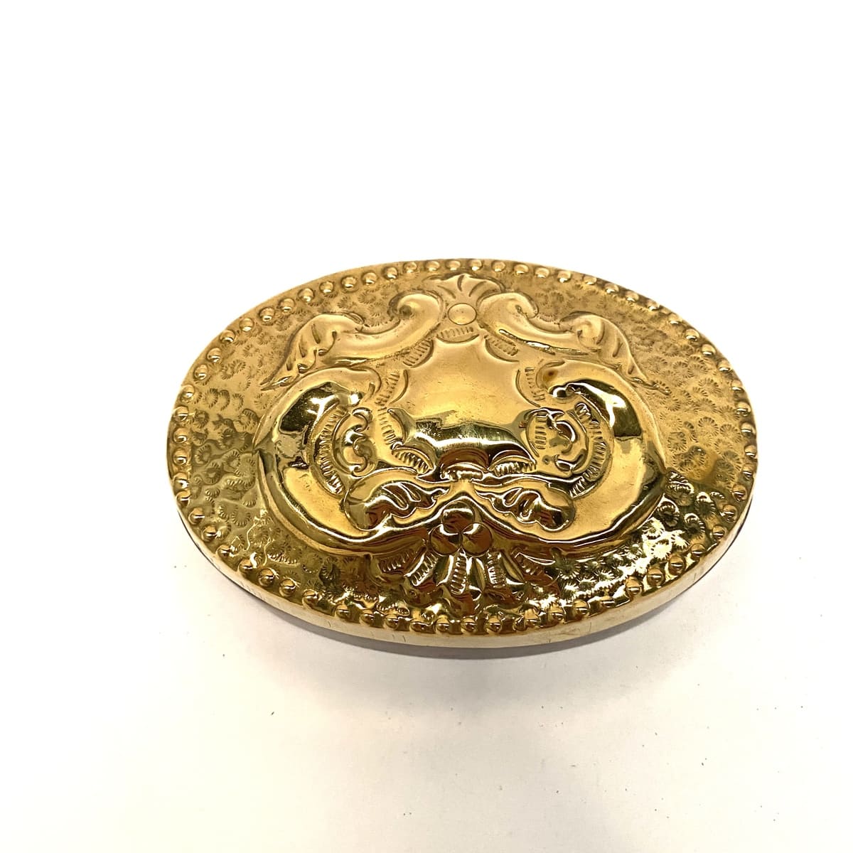 Joyero árabe de madera y latón ovalado Gold tapa