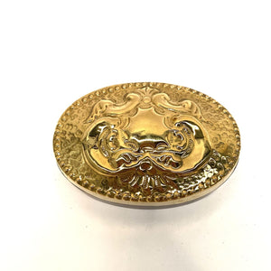 Joyero árabe de madera y latón ovalado Gold tapa