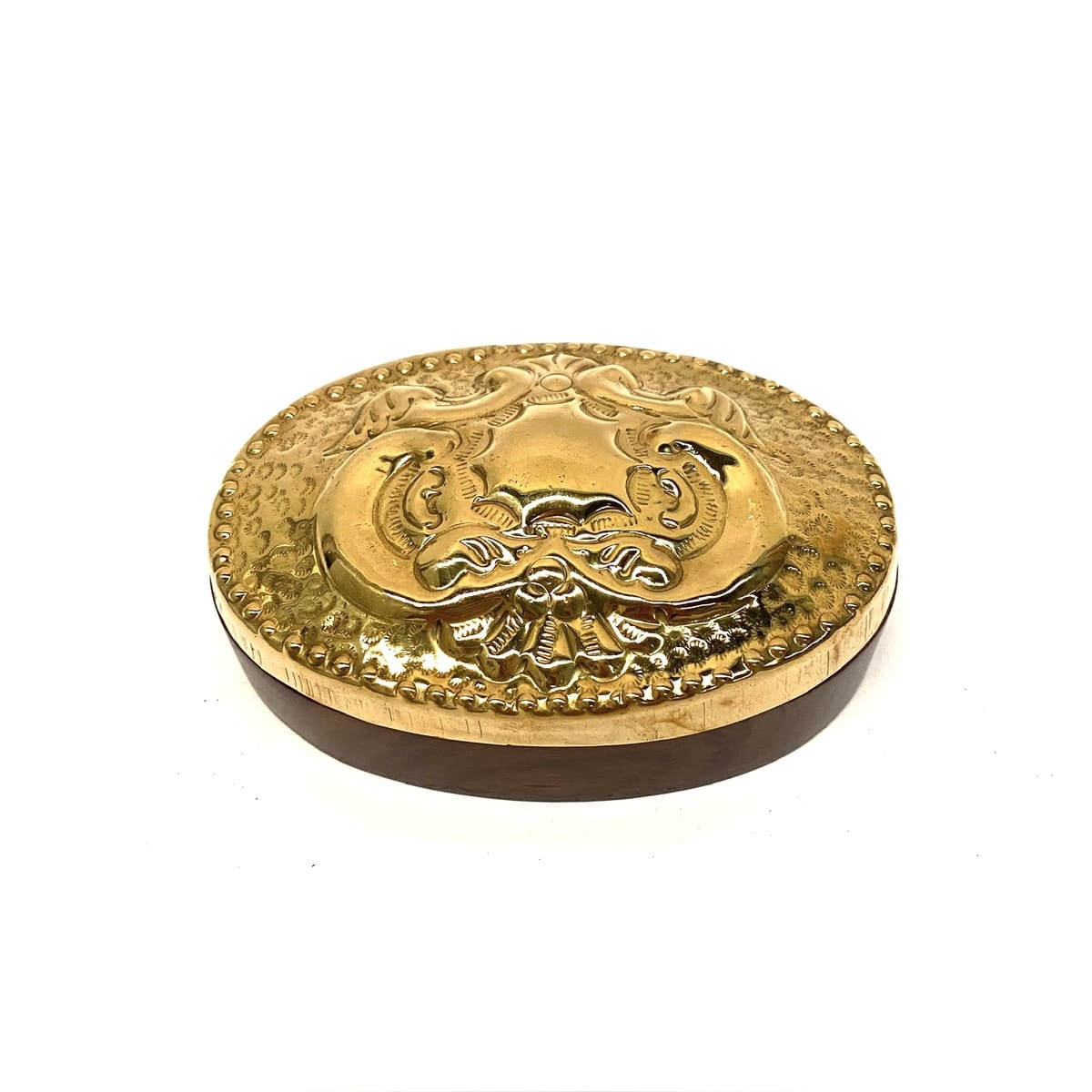 Joyero árabe de madera y latón ovalado Gold