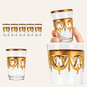 juego 6 vasos árabes dorados detalle