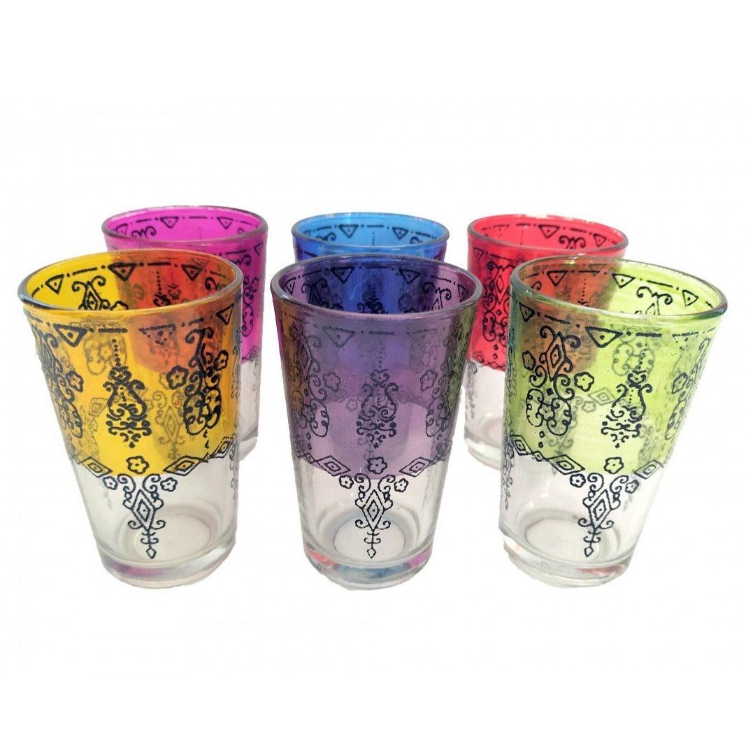 Juego de 6 vasos morunos de té con henna Zemmour