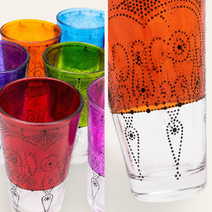 juego vasos té henna dibujados detalle