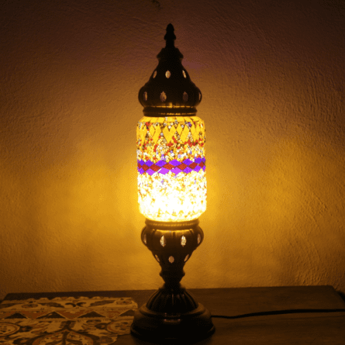 Lámpara turca de mesa tubo con cristales de mosaico - Nº1 Burtukali