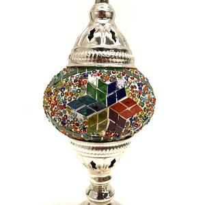Lámpara turca de mesa plata colores 