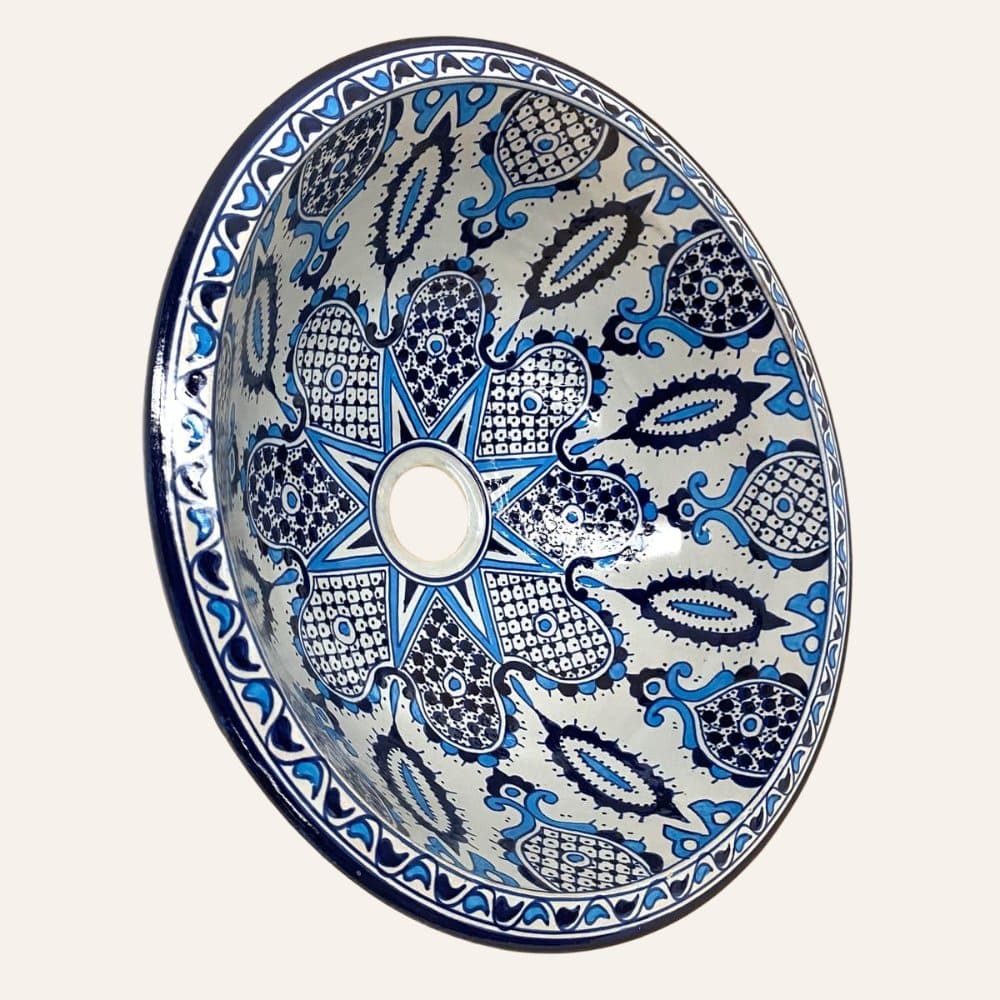 lavabo árabe cerámica de Fez azulado 40