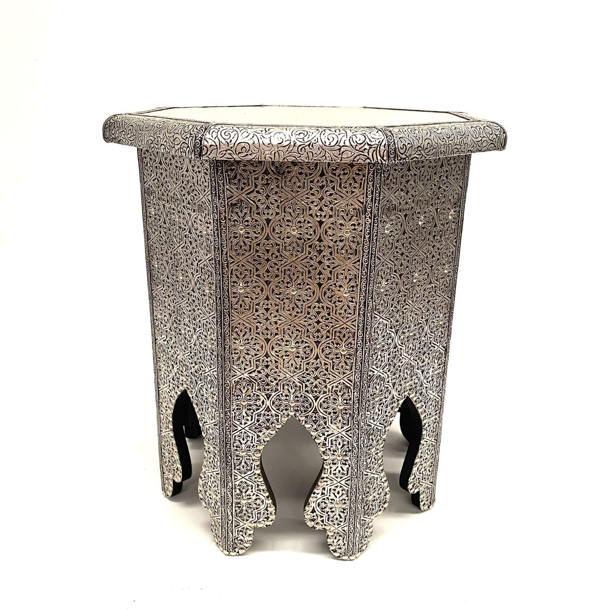 Mesa árabe auxiliar de alpaca octogonal arco