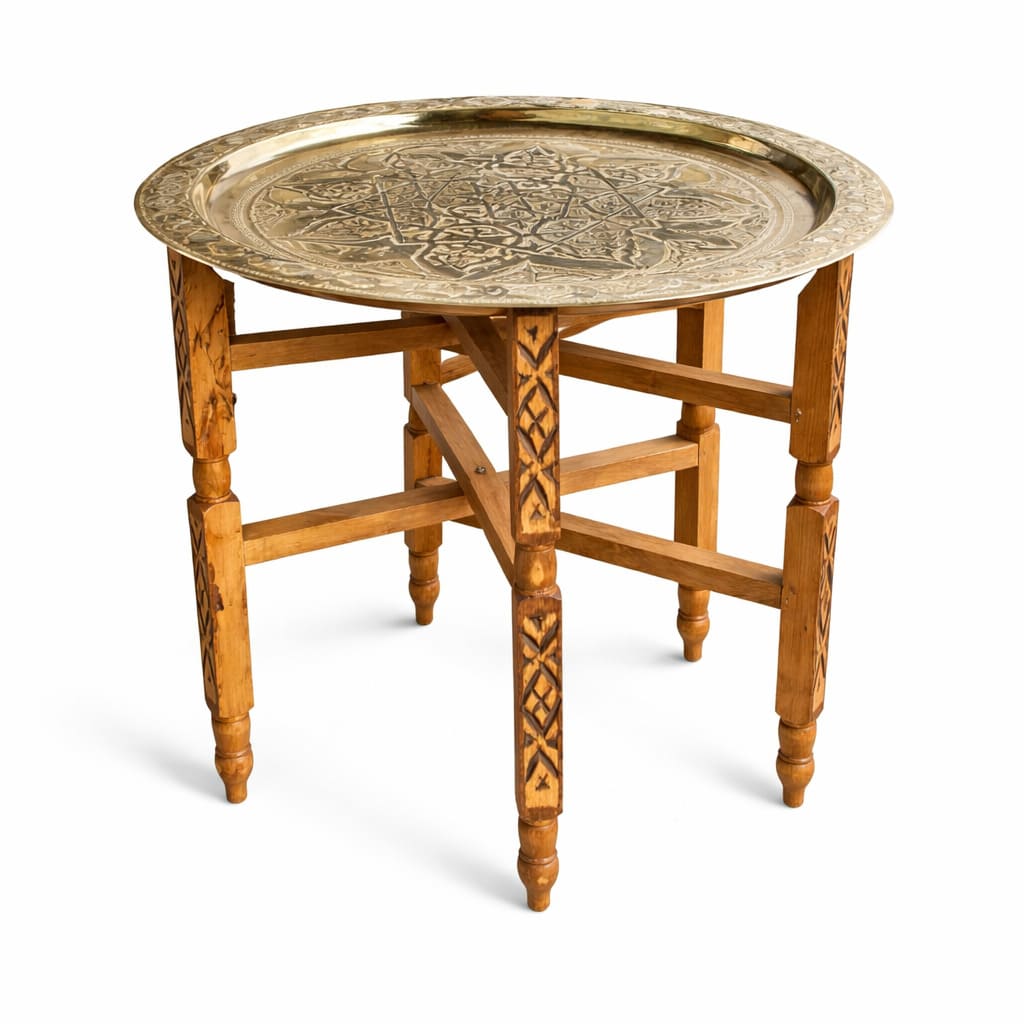mesa de té marroquí dorada